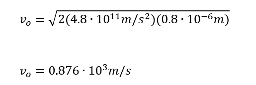 Calculation of the velocity of the proton in the electric field